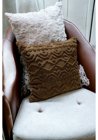 Bohem 4'lü Dekoratif Yastık Kılıfı Kırlent Kılıfı 43x43 Cm Kahverengi Geometrik Dsn Kahverengi