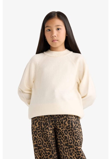 Defacto Kız Çocuk Bisiklet Yaka Triko Kazak F2755a825wner233 Ekru