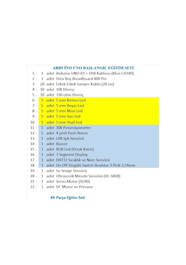 Arduino Uno Başlangıç Eğitim Seti