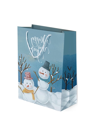 Yılbaşı Kardan Adam Lüks Karton Çanta 25x30x9 Cm 1 Adet