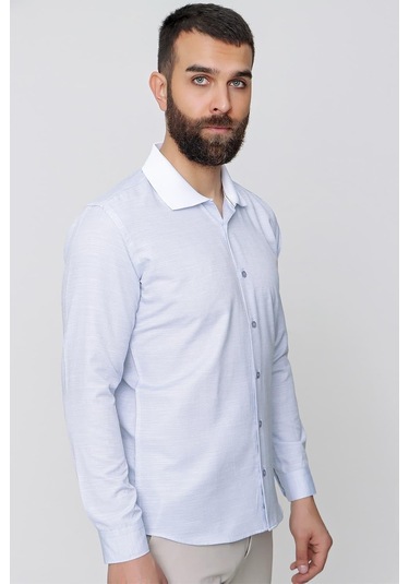 G 1491 Slim Fit Koyu Mavi Spor Gömlek Mavi