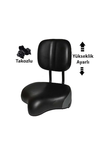 Efr Arkalıklı Scooter Bisiklet Uyumlu Yükseklik Ayarlı Sele Siyah