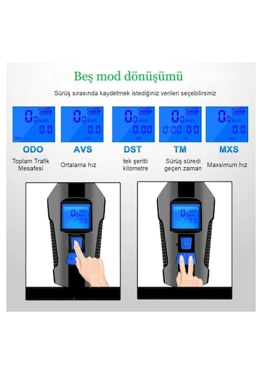 Monozone Bisiklet Hız Göstergesi Km Sayaç Fener Korna Lcd Ekran