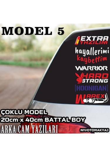 arka cam yazıları - çoklu model türkçe marka yazılı sticker seti