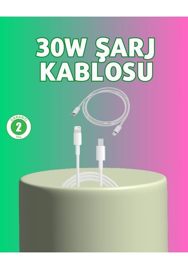 Kalite 30w Type - c Lightning Hızlı Şarj Kablosu 1.2m Dayanıklı