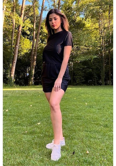 Neşeli Butik Kadın Siyah Yeni Sezon Piliseli Alt Üst İkili Takım Nb10047 Siyah