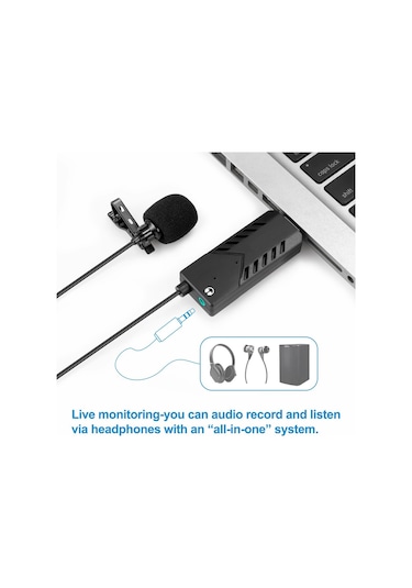 Leezsing Usb Mikrofonlu Klipsli Yaka Mikrofon - Pc/mac İçin Profesyonel Ses Kaydı Ve Canlı Yayın