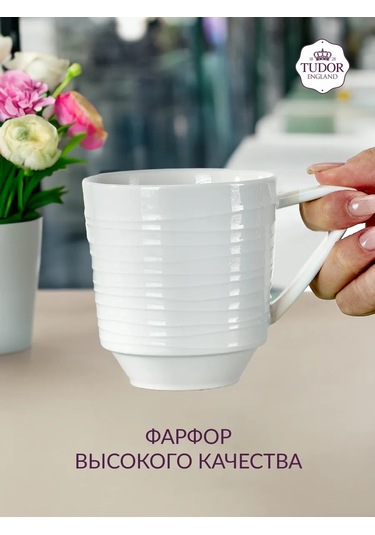 Tudor England Royal Circle 350 Ml Porselen Çay Fincanı, 2'li Set 418601057 Beyaz