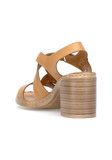 Mammamia D25ys-2505 Kadın Hakiki Deri Topuklu Sandalet Taba Taba