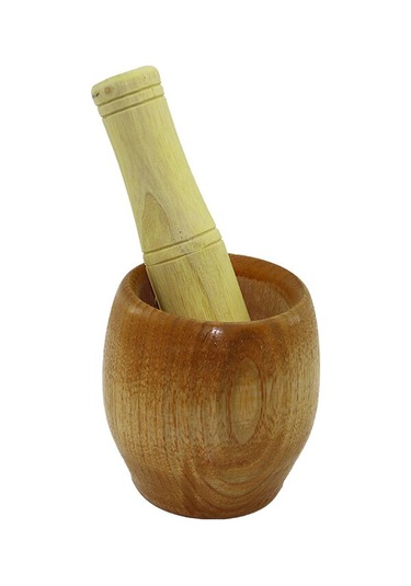 Ahşap Bambu Havan Sarımsak Dövecek Ç: 7cm--d: 5.8cm--y: 8.5cm Fileli Ambalaj 4832 Çok Renkli