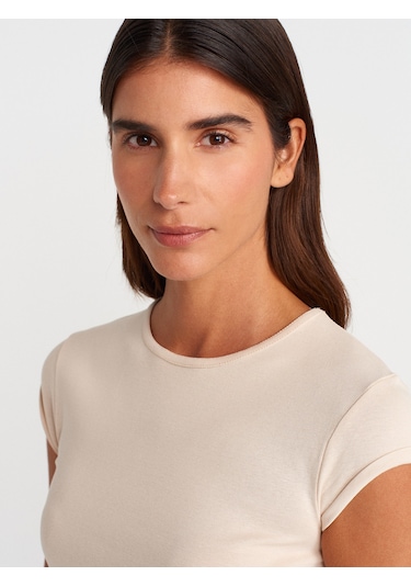Dilvin 31779 Bisiklet Yaka Basic T-shirt-taş Taş
