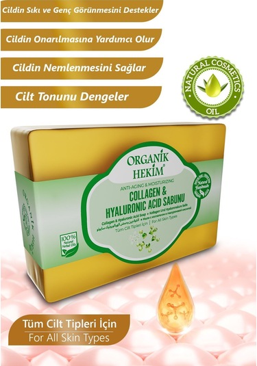 Doğal Peeling Etkili Yaşlanma Karşıtı Yoğun Nemlendirici Kolajen - Hyaluronic Sabunu 140 Gr