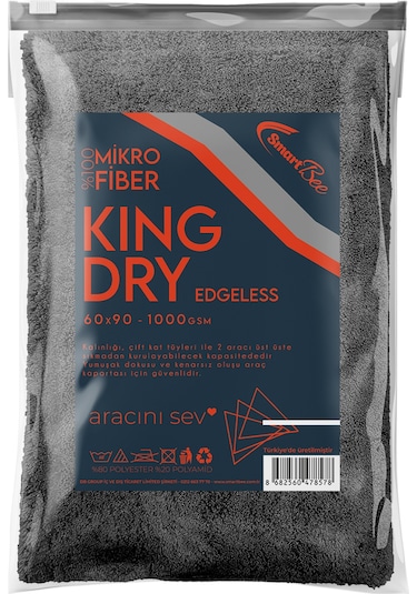 Smartbee Kingdry Edgeless Mikrofiber Oto Kurulama Havlusu 60×90
