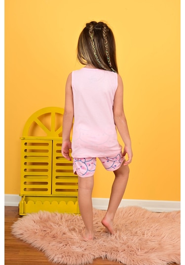 Kız Çocuk Askılı Pijama Takımı Always Smile Somon Pembe
