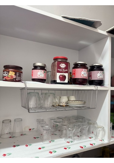 Magic Objects Metalik Dolap Içi Çelik Sepet Raf Kanguru 1 Parça Mutfak Gri