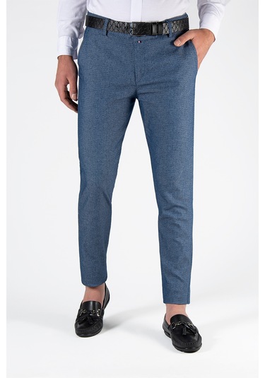 Açık Mavi Slim Fit Pamuklu İtalyan Kesim Pantolon Açık Mavi