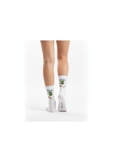 Gost Liria Macha Socks Desenli Unisex Soket Çorap Beyaz