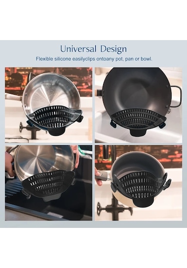 Chenkestoreone Mavi Pratik Klipsli Süzgeç - Tencereler Ve Kaseler İçin, Elektriksiz, Makarna Sebze Meyve Süzme, Dayanıklı Ev Ve Karavan Mutfak Aksesuarı Mavi