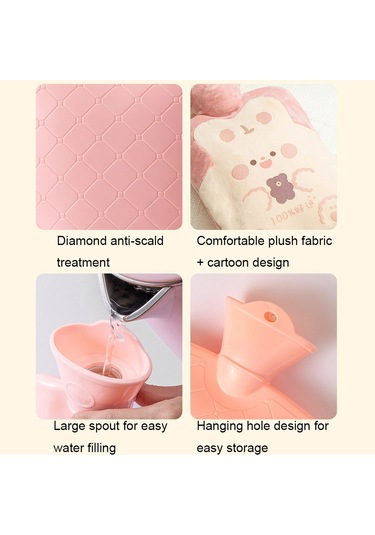 Zs103 Karikatür Peluş Su Dolu Patlamaya Dayanıklı Sıcak Su Torbaları, Özellik: Mor Ördek 500ml