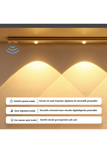 2 Adet 40cm Led Sensörlü Usb Şarjlı Mıknatıslı Mutfak,dolap Işık