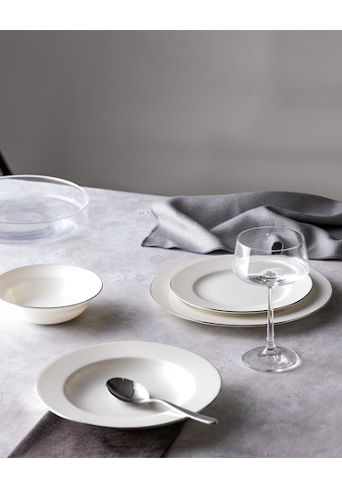 Madame Coco Galena 6 Kişilik 24 Parça Yemek Takımı - Beyaz/silver 8684427193433 Çok Renkli