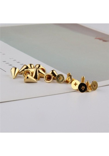 Gold 10 Takım 7 10mm Mermi Koni Renkli Çıtçıt Ve Sivri Giysiler Için Dıy El Sanatları Konfeksiyon Perçinler Deri Çanta Ayakkabı Altın