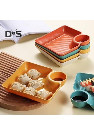 Sarı Hamur Plakası Kaymaz İstiflenebilir Plastik Daldırma Tabağı Suşi Tabağı