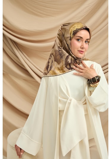 Silk Home Twill İpek Eşarp 11480-65 Vizon, Yeşil Kahve, Krem, Yeşil Bej