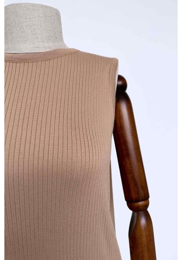 Merserize Kolsuz Elbise - Camel