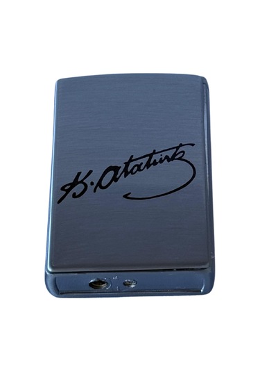 Premiumquality Tek Torch Pürmüz Gümüş Atatürk İmzalı Metal Puro Çakmağı