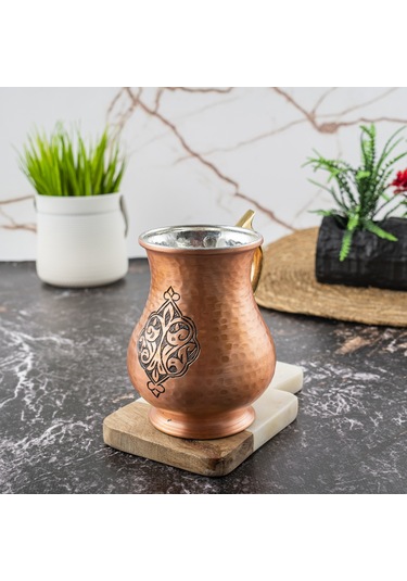 Dmt Copper Gaziantep Bakır El Yapımı Kupa El İşlemeli Bardak Otantik Kutulu Hediyelik
