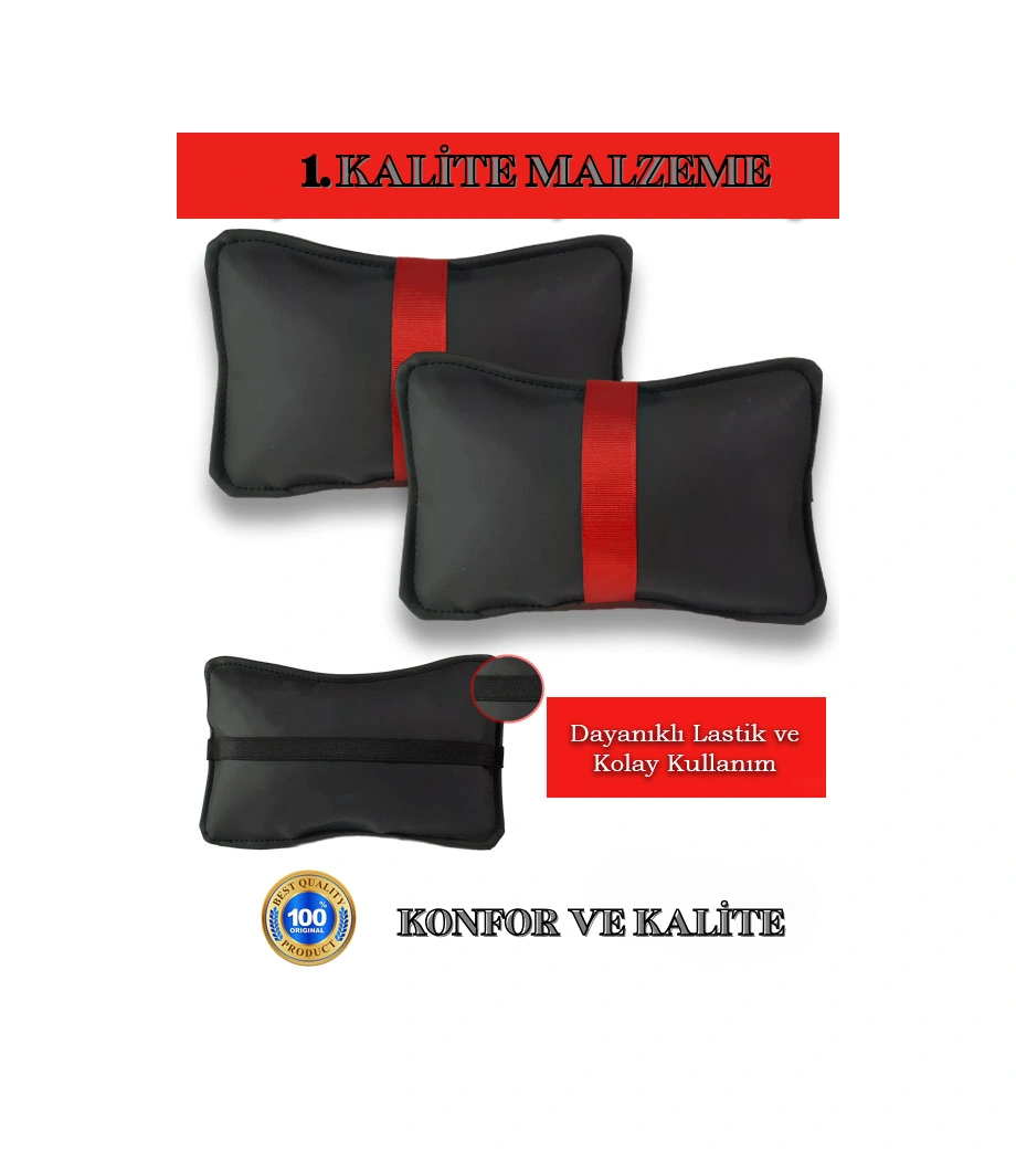 Mercedes A W169 2004 - 2012 Oto Koltuk Kırmızı Şerit Boyun Yastığı 2 Adet