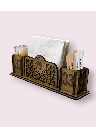 Ahşap Cafe Restaurant Ve Oteller İçin Masa Üstü Peçetelik Mdl 6