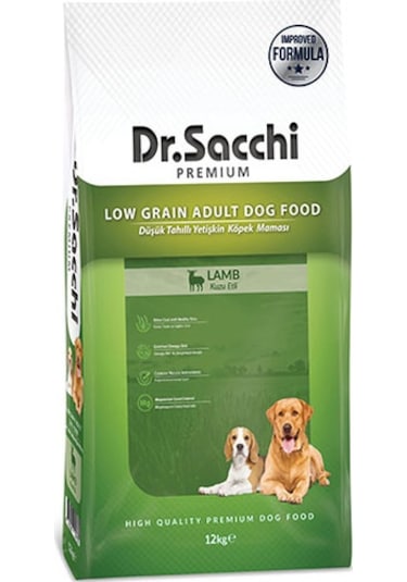 Dr. Sacchi Premium Kuzu Etli Düşük Tahıllı Yetişkin Köpek Maması 12 KG