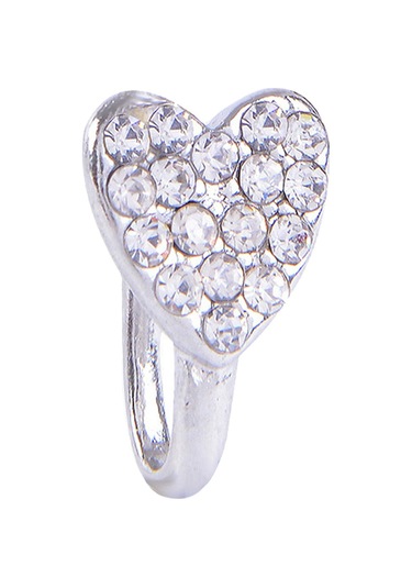 Suntek Glitter Klipsli Sahte Burun Halkası Gümüş-kalp Gümüş