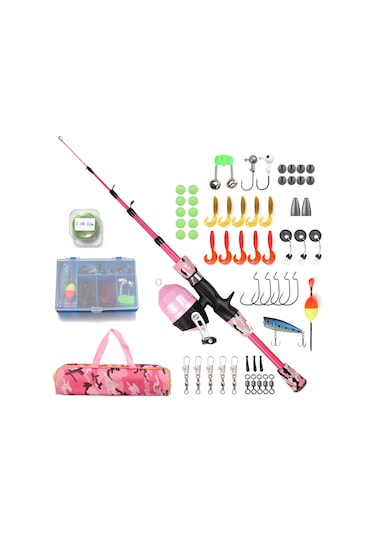 Youtek Çocuklar İçin Pembe 1.2m Fiberglass Olta Seti - Başlangıç Seviyesi