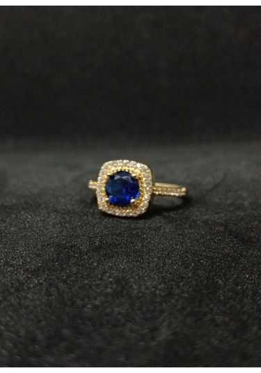 Safir Taşlı Gümüş Yüzük - 925 Ayar Baget Model Zarif Tasarım" Gümüş