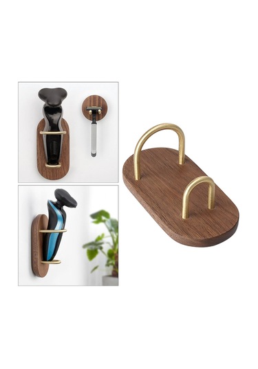 Homyl Ahşap Duvara Monte Jilet Tutucu Tıraş Makinesi Erkekler