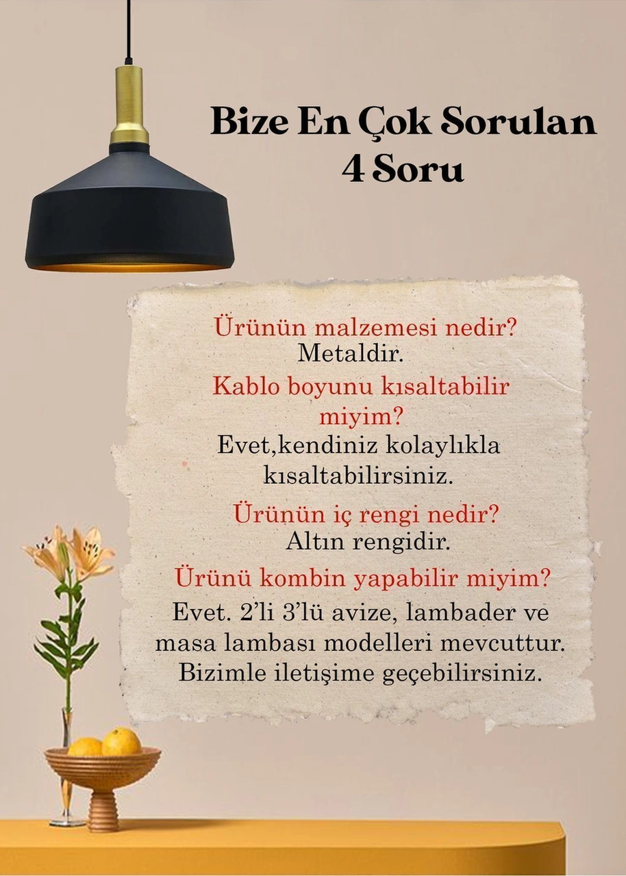 Geniş Siyah Tekli Avize Salon Mutfak Oturma Odası Hol Otel Cafe Lamba Dükkan Mağaza Avizeleri Siyah