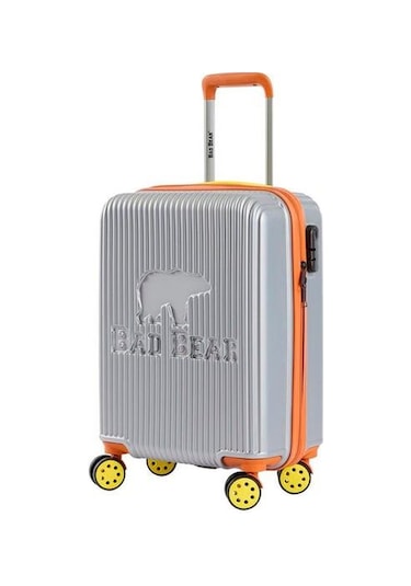 Bad Bear Logo Suitcase 23.01.80.003g Gri Kabin Küçük Boy Tekerlekli Abs Valiz 40 Lt. Gri