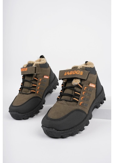 Muggo Bob Garantili Bağcıklı Cırtlı İçi Kürklü Unisex Çocuk Outdoor Kışlık Bot 001