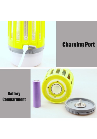 Lemestar Sarı Usb Şarjlı 3 Seviye Led Kamp Işığı Ve Elektrik Şoku İç-outdoor İpucu Sinek Öldürücü 18650 1200mah Pil