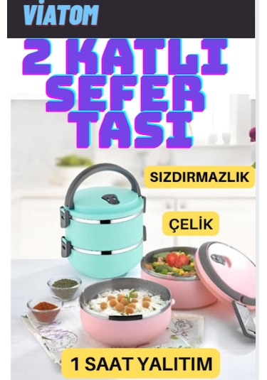 Yemek Sefer Tası 2 Katlı Sızdırmaz Yemek Termosu