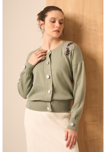 Ftz Women Çiçek Detaylı Hırka Mint 25022 Mint