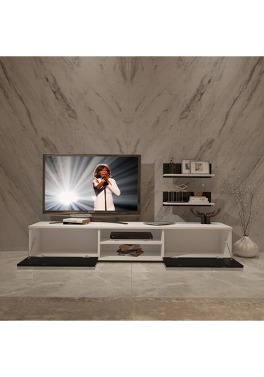 Decoraktiv Eko 4 Slm Dvd Tv Ünitesi Tv Sehpası Beyaz - Siyah