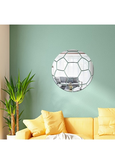 Sones 30cm Futbol Akrilik 3d Duvar Çıkartmaları Kendinden Yapışkanlı Ev Arka Plan Duvar Dekorasyonu Ayna Macunu Gümüş