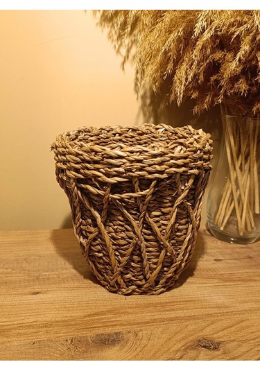 Hasır Kalın Örgü Dekoratif Tasarım Saksı