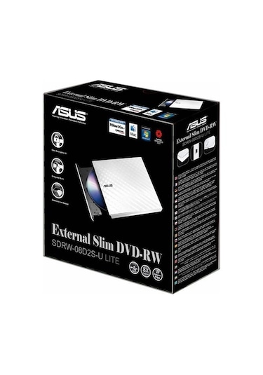 Asus SDRW-08D2S-U Lite 8x USB Harici Optik Sürücü Beyaz