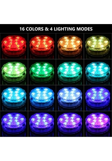 Trendooze Ve Uzaktan Suya Sualtı Su Rgbw Renk Pil Modu, Led'li Kumandalı Işığı, Ir Ip68 İle Havuz Geçirmez Değildir Dayanıklı, Dahil Çalışır. Aydınlatma Adet Aaa 4 3 16 10 Bb