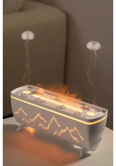 Hava Nemlendirici Ve Yağ Difüzörü - Aromaterapi Makinesi - 3 Renk Led Işık Beyaz
